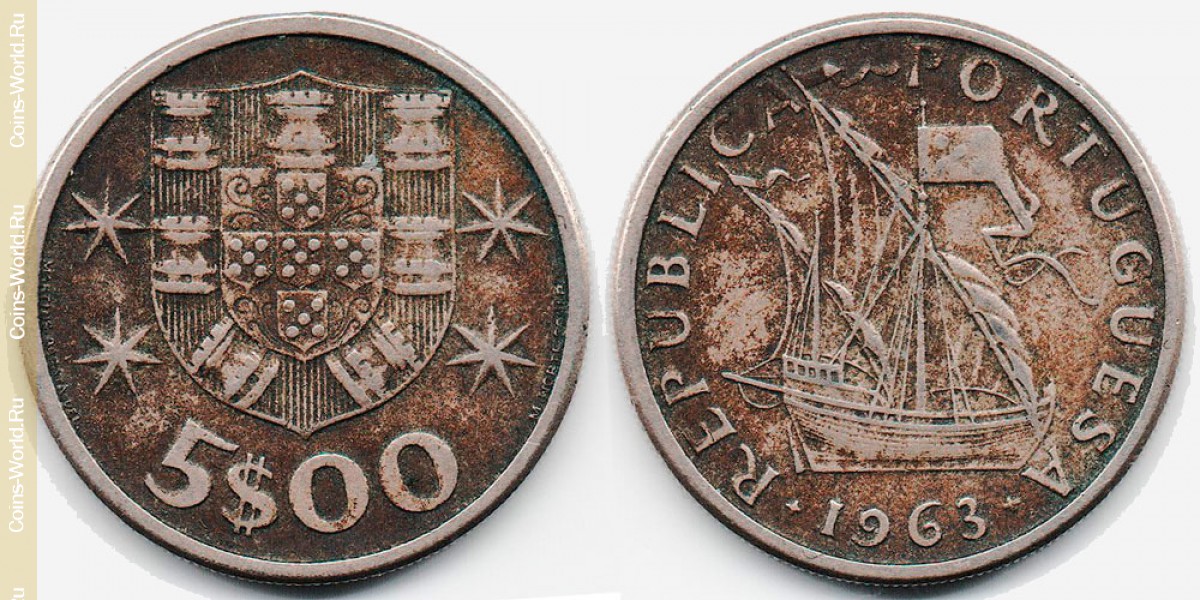 5 escudos 1963, Portugal