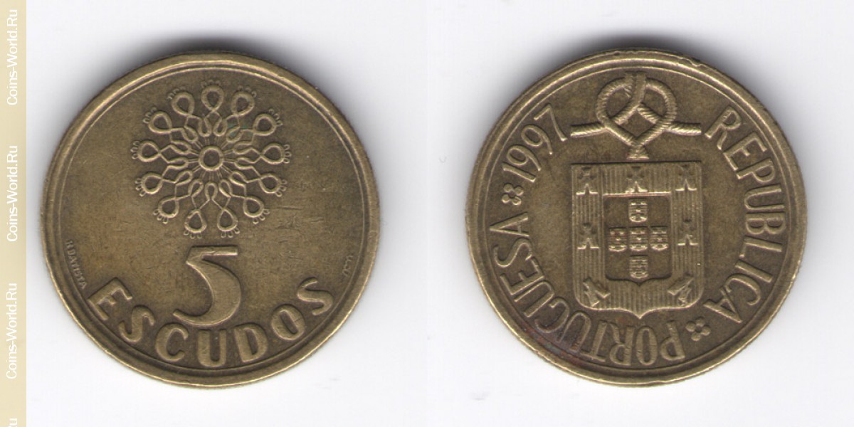 5 escudos 1997 ano de Portugal