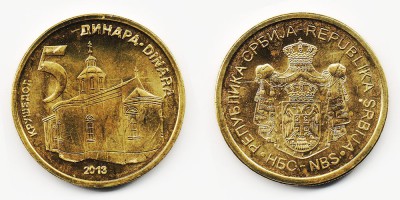 5 динаров 2013 года