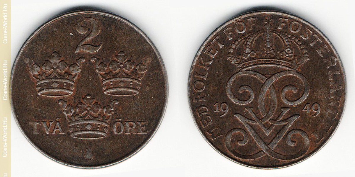 2 öre 1949 Sweden