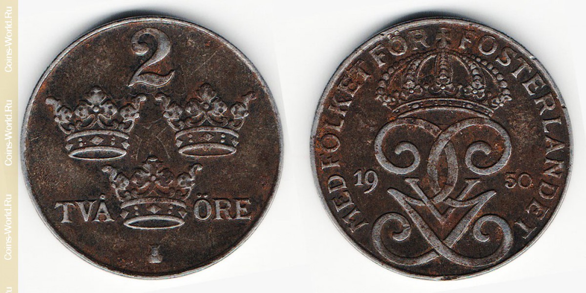 2 öre 1950 Sweden