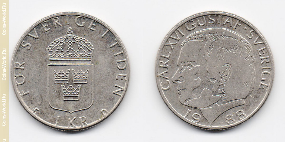 1 corona 1988 Suecia