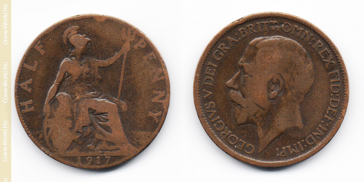 ½ pence 1917, Reino Unido