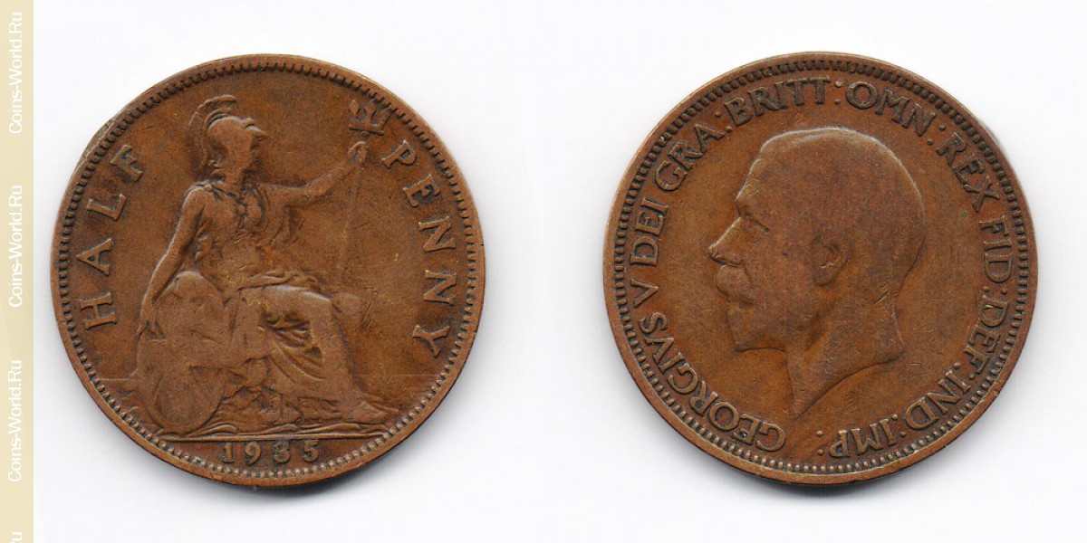 ½ пенни 1935 года Великобритания