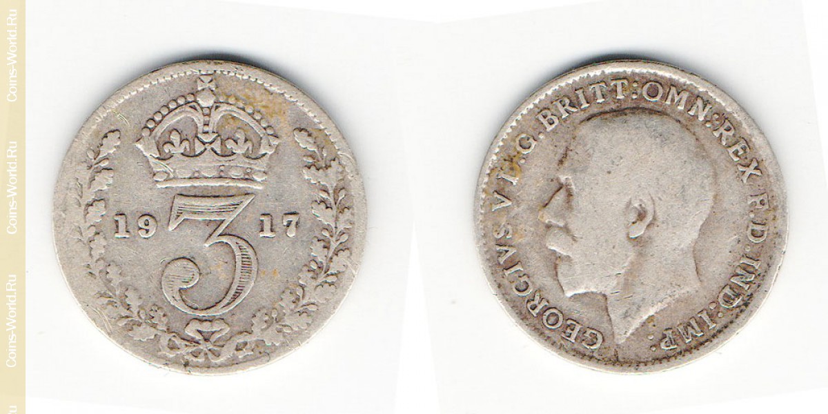 3 Pence 1917 Großbritannien