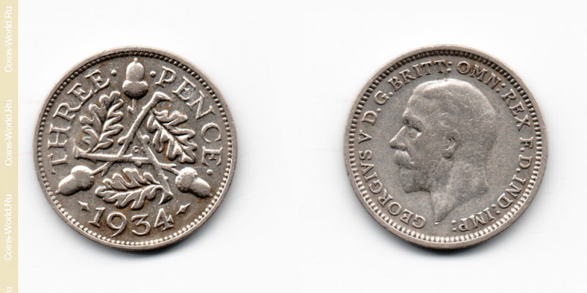 3 peniques 1934, Reino Unido