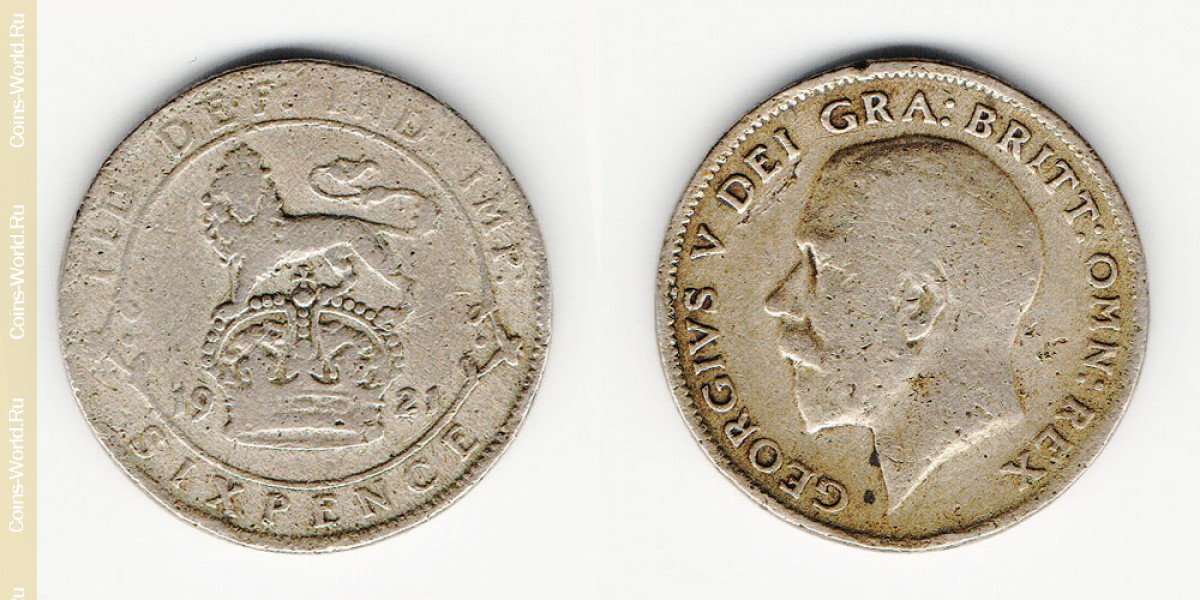 6 peniques 1921, Reino Unido
