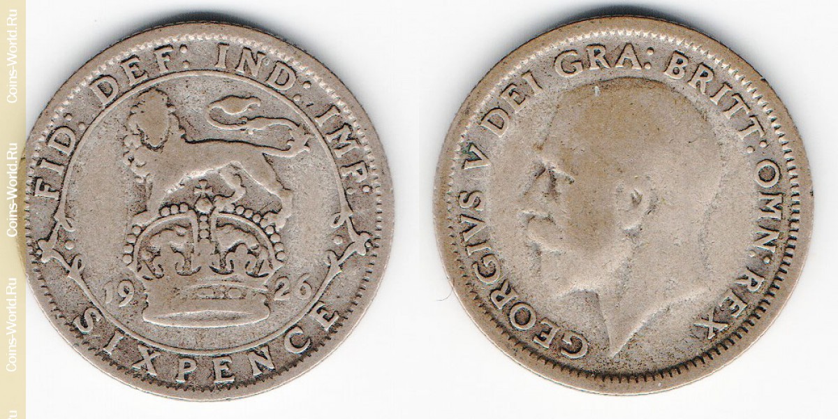 6 peniques, de 1926, Reino Unido