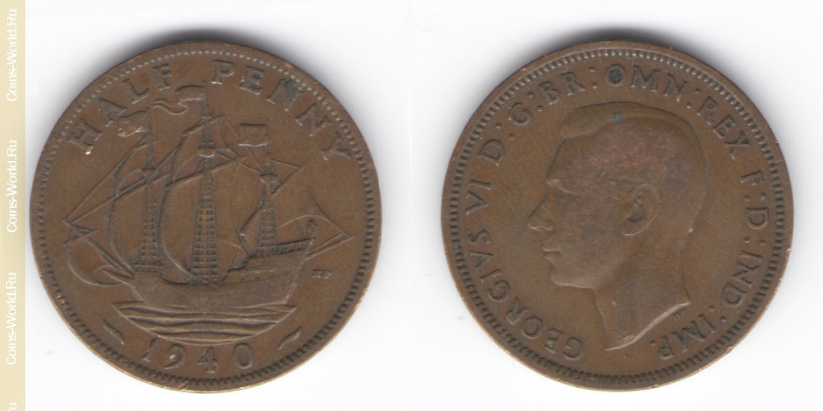 ½ penique 1940 Reino Unido