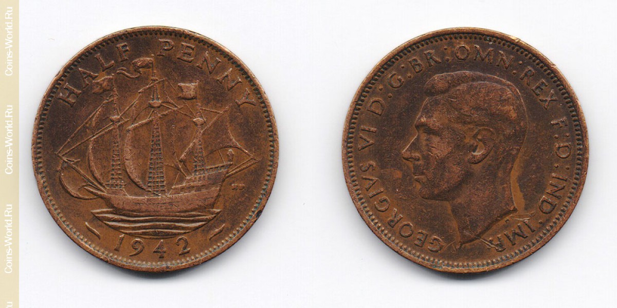 ½ пенни 1942 года Великобритания