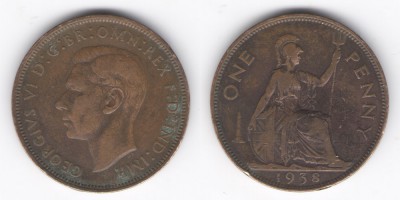 1 пенни 1938 года