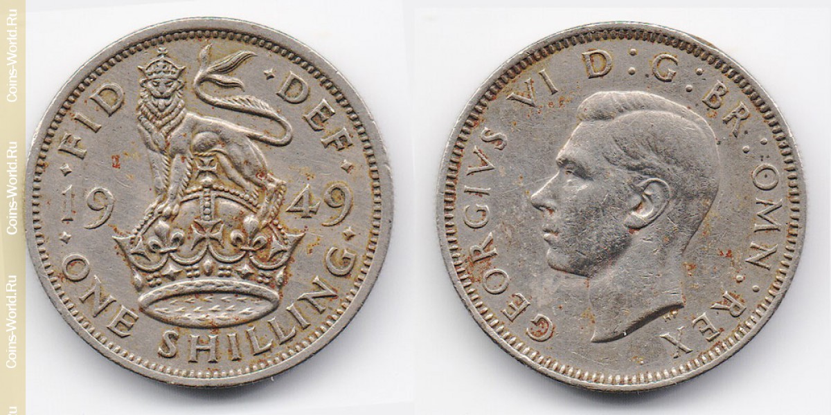 1 shilling 1949, Reino Unido