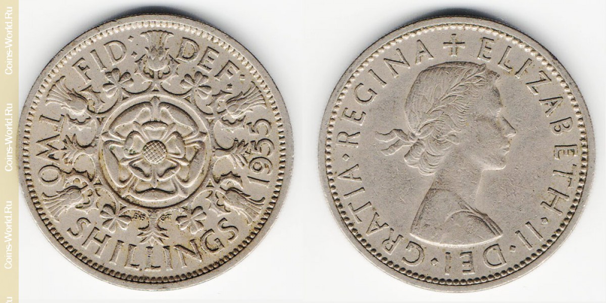 2 shillings (florin) 1955 United Kingdom