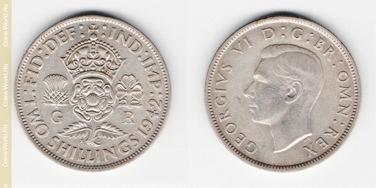 2 shillings (florin) 1942, Reino Unido