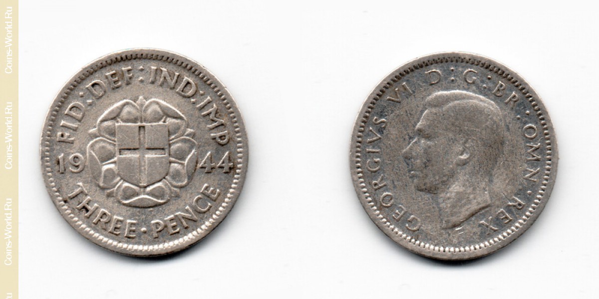 3 pence 1944, Reino Unido