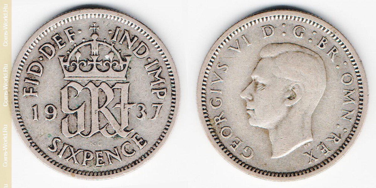 6 Pence 1937 Großbritannien