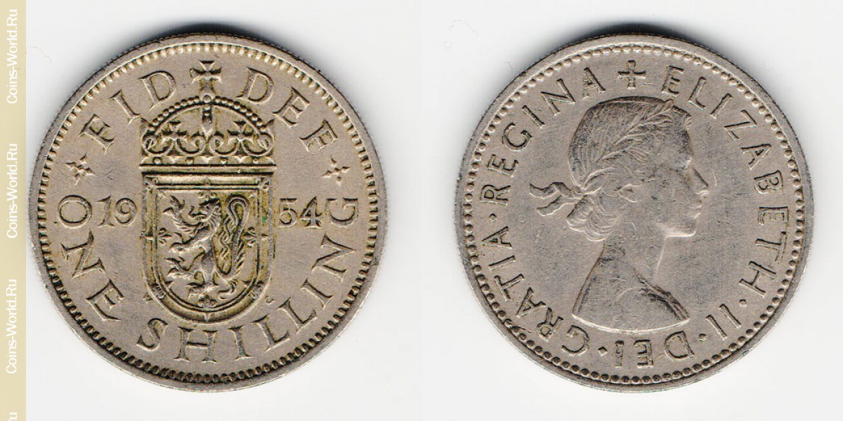 1 shilling 1954, Reino Unido