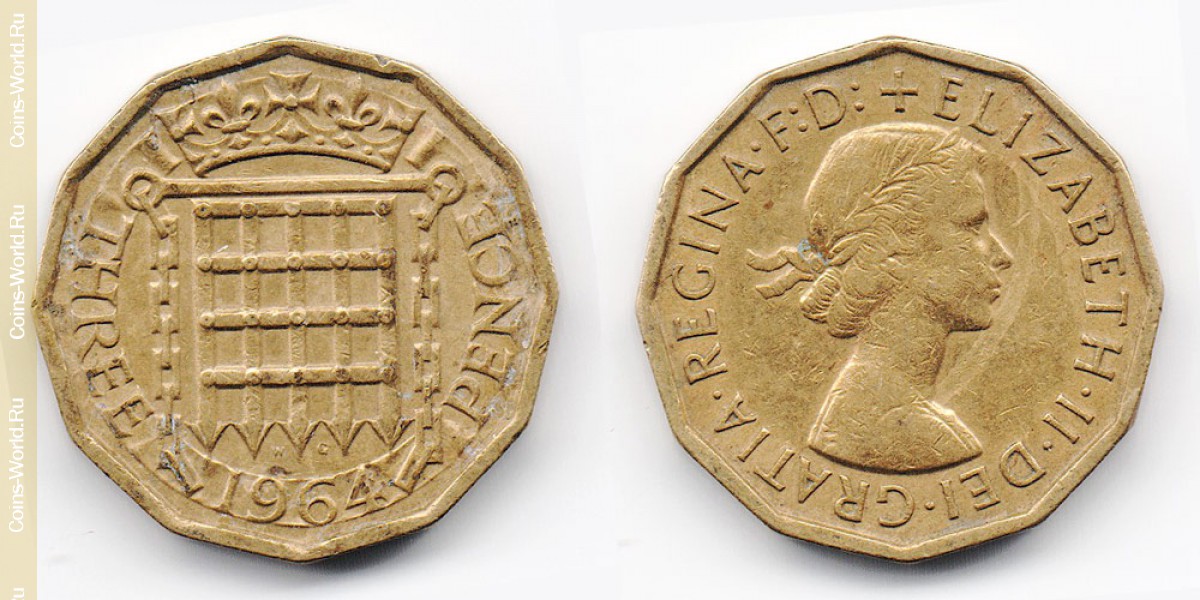 3 Pence 1964 Großbritannien
