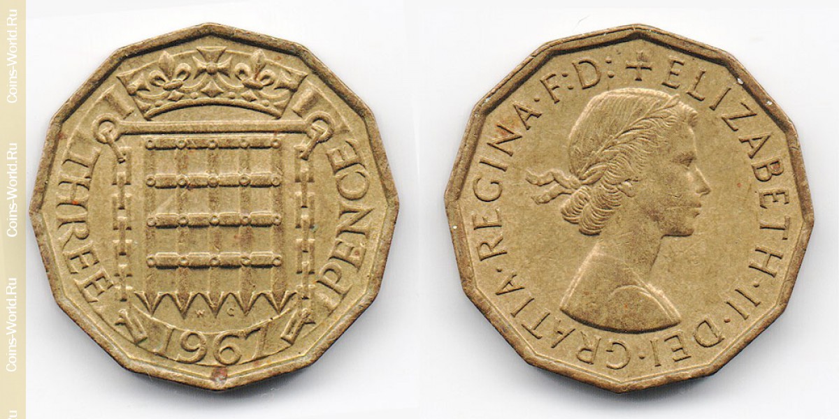 3 Pence 1967 Großbritannien