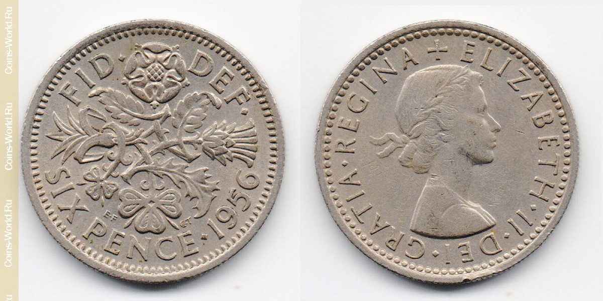 6 peniques 1956, Reino Unido