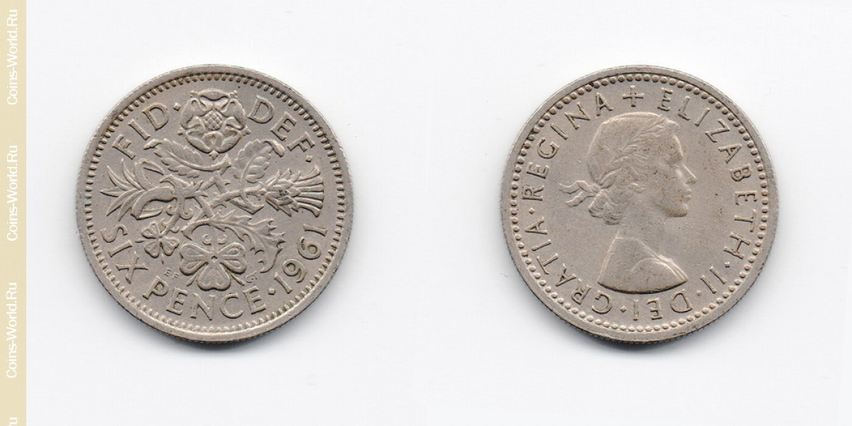 6 Pence 1961 Großbritannien