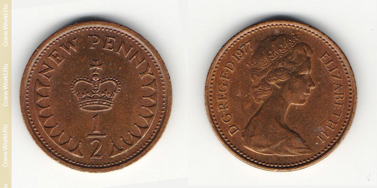 ½ nuevo penique 1977, Reino Unido
