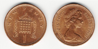 1 новый пенни 1973 года
