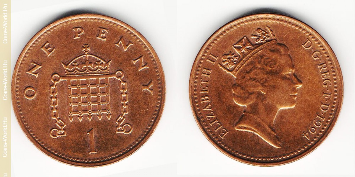 1 пенни 1994 года Великобритания