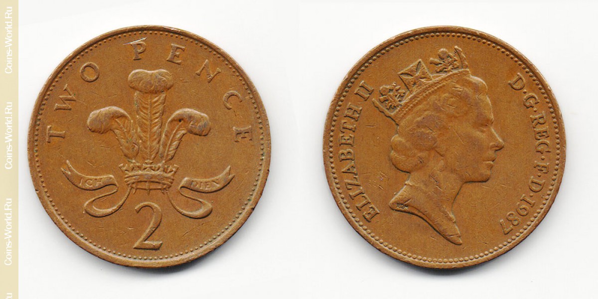 2 pence 1987, Reino Unido
