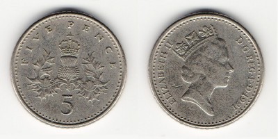 5 pence 1991