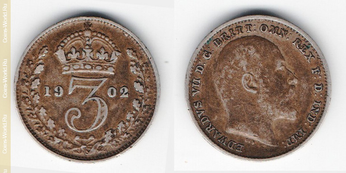 3 peniques 1902, Reino Unido