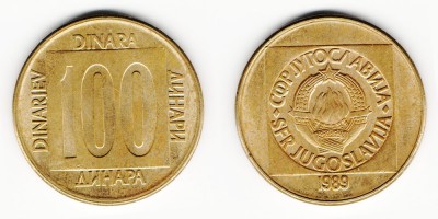 100 dinares 1989