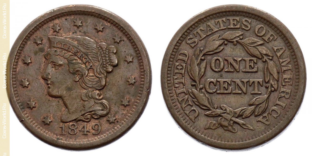 1 centavo 1849, Estados Unidos