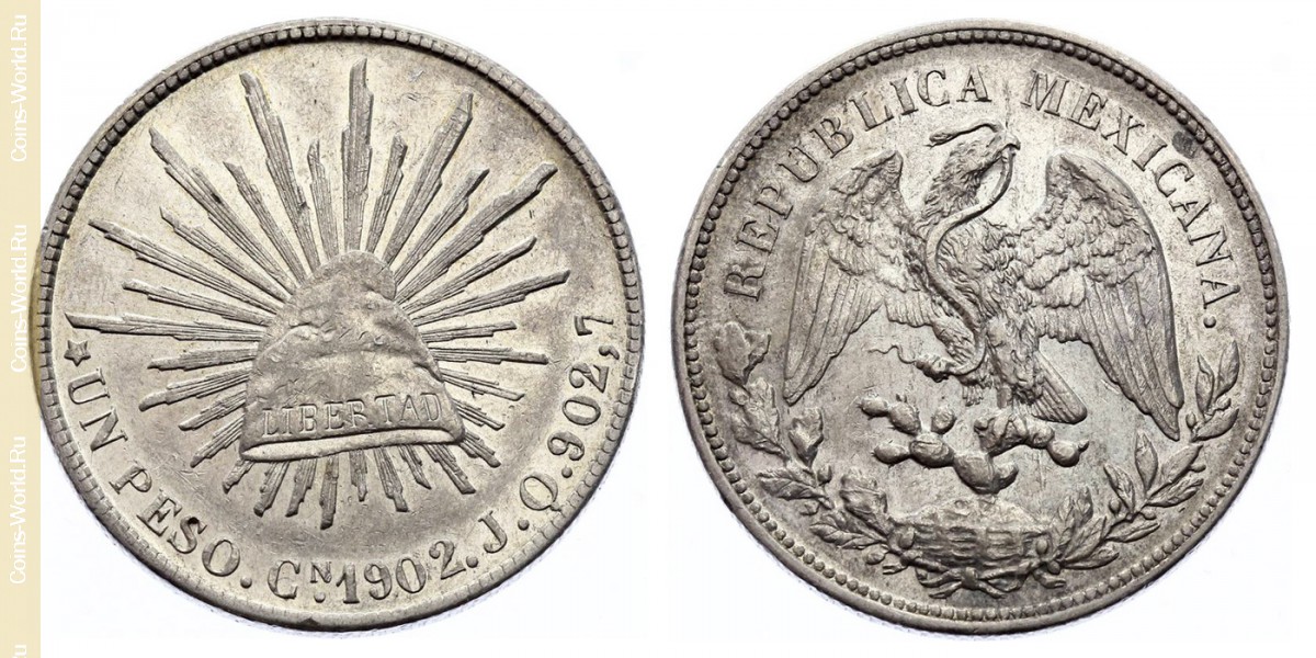 1 песо 1902 года Cn JQ, Мексика