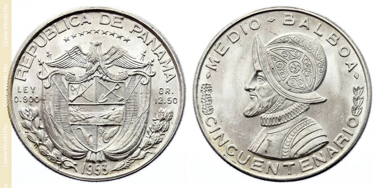 ½ Balboa 1953, 50 Jahre Unabhängigkeit, Panama 
