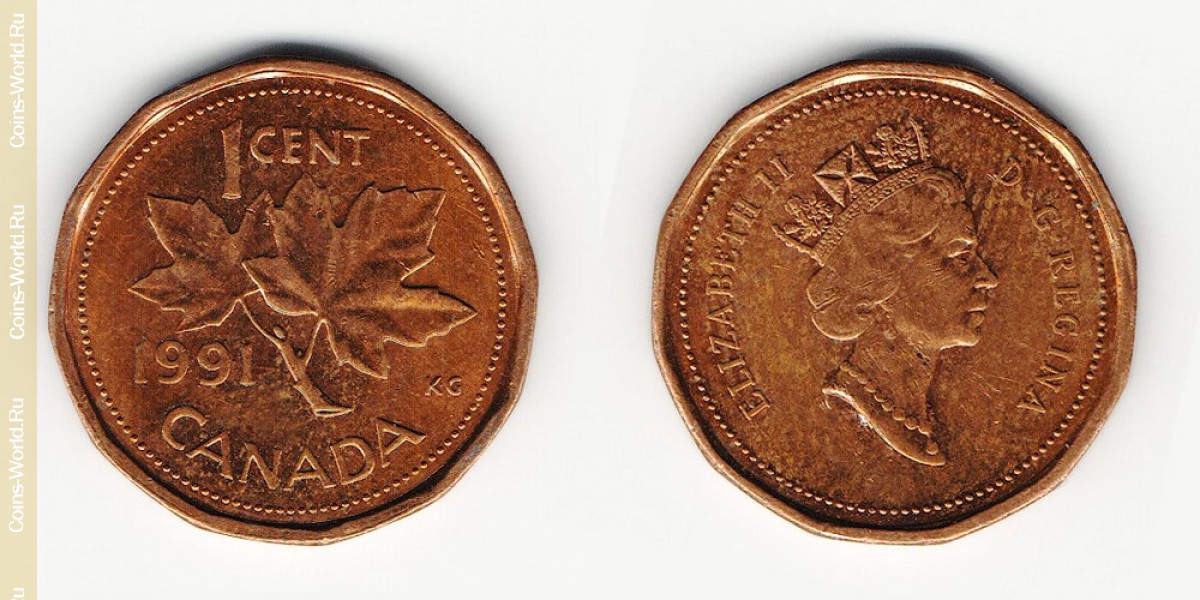 1 cêntimo 1991, Canadá