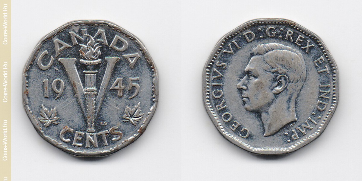 5 cêntimos 1945 Canadá