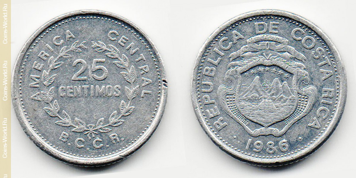 25 céntimos 1986, Costa Rica
