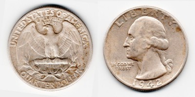 ¼ dólar  1942
