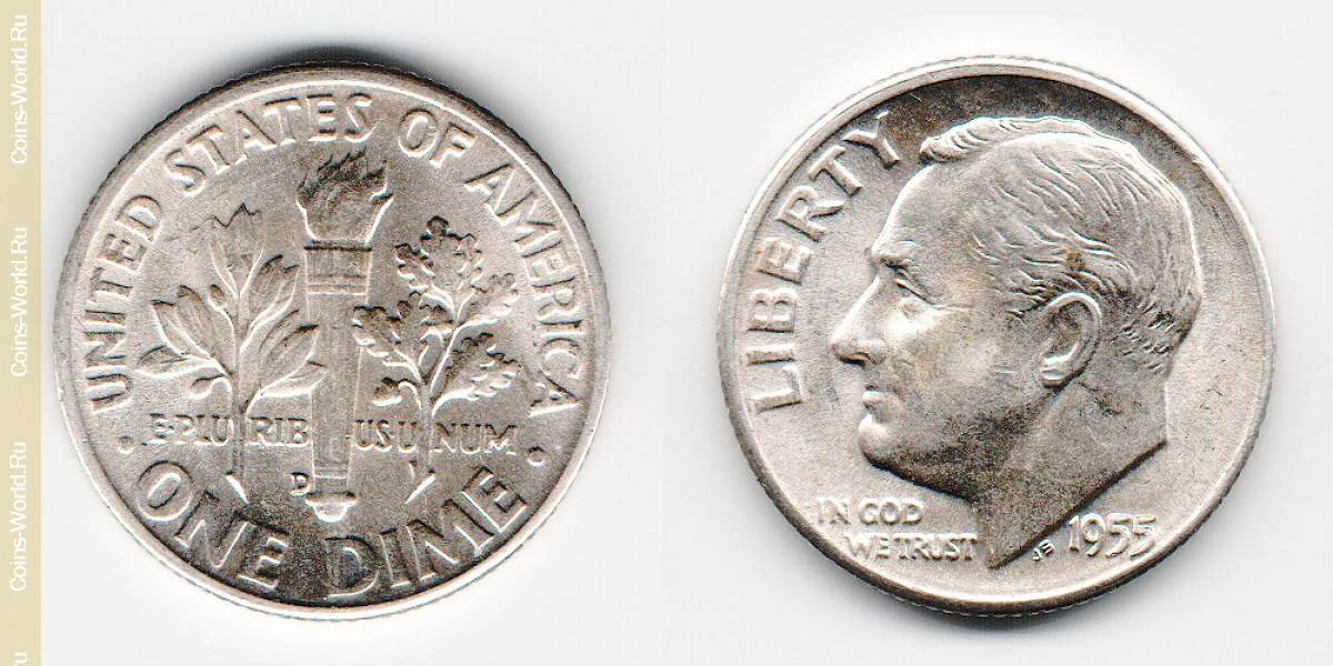 1 dime  1955 D EUA