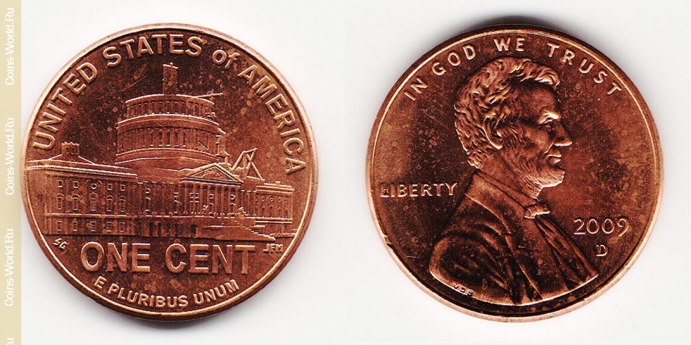 Сколько стоит монета 2009. 1 Цент США 2009. Монета 1 цент. Монета 1 цент США. США 1 цент, 2009 года d.