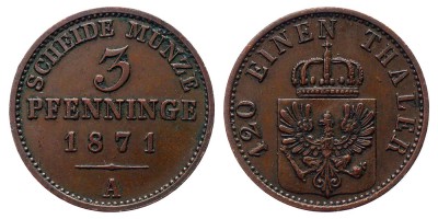 3 пфеннига 1871 года A
