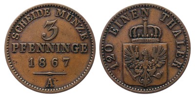 3 pfennig 1867 A