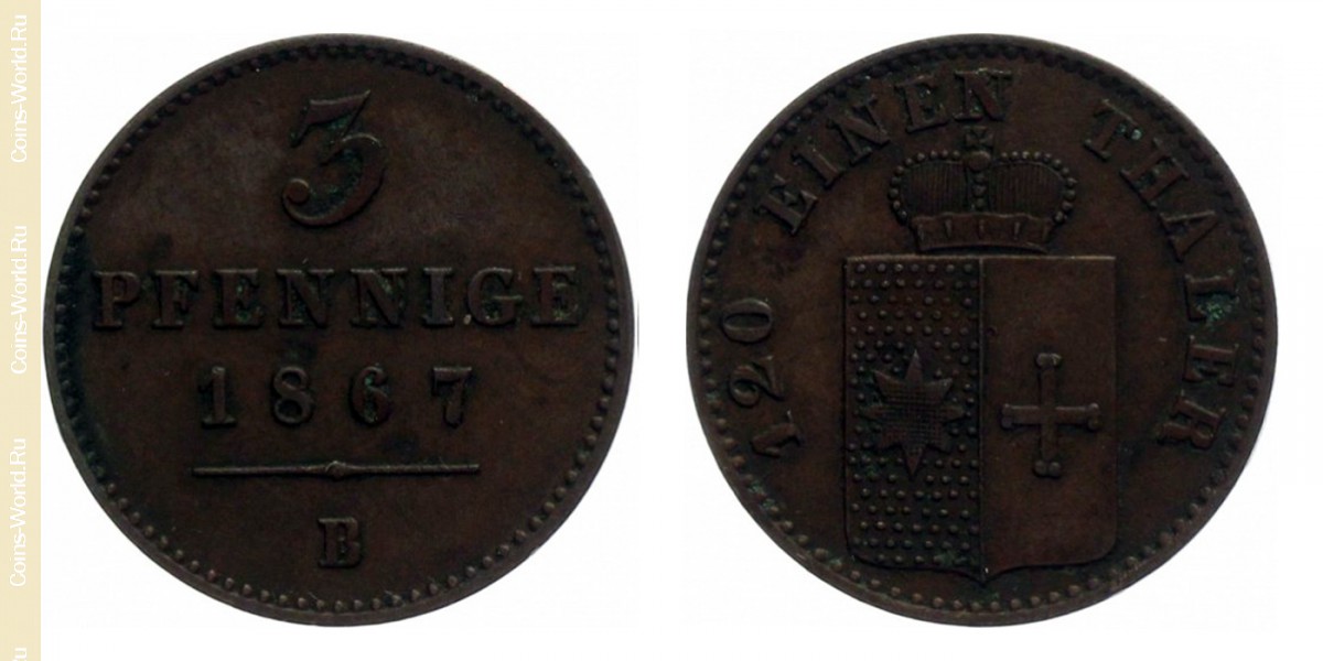 3 pfennig 1867, Waldeck