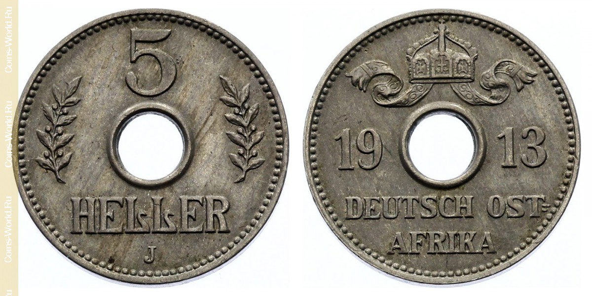 5 hellers 1913, África Oriental Alemã