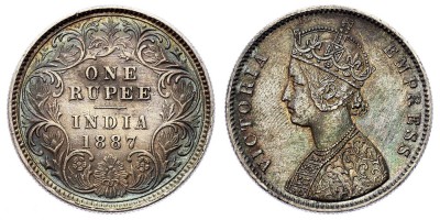 1 рупия 1887 года