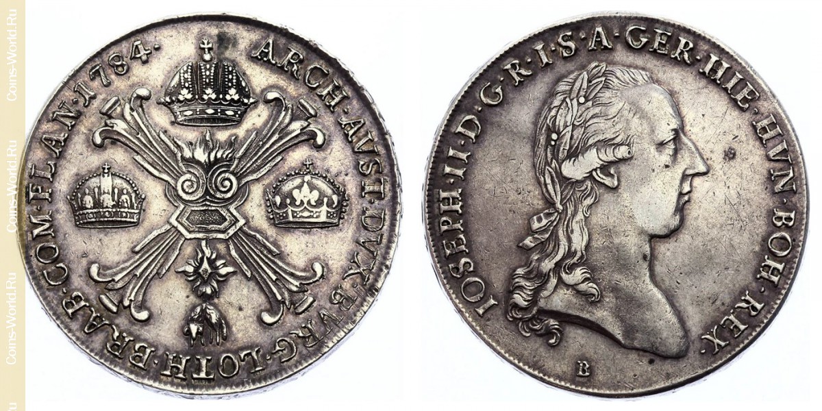 1 kronenthaler(coroatáler) 1784 B, Países Baixos Austríacos