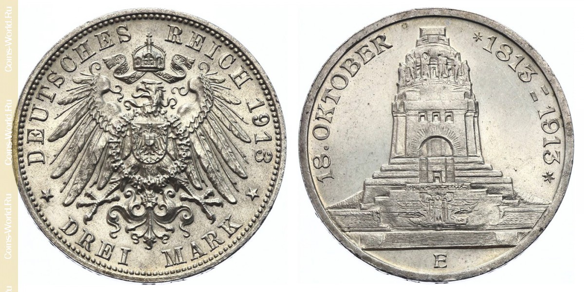 3 марки 1913 года, 100 лет Битве народов, Германская империя