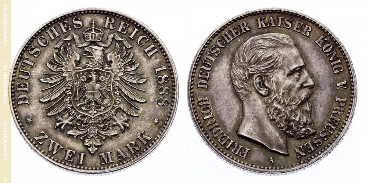 2 marcos 1888, Alemán (Imperio)