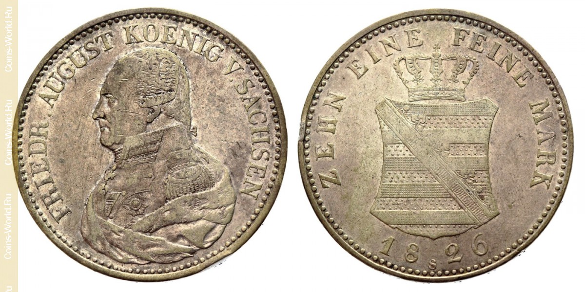 1 thaler 1826, Only denomination text on reverse, Saxony